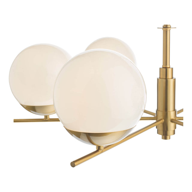 Bombazine 6 Light Pendant Natural Brass and Opal Glass