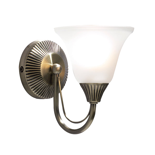 Boston Wall Light Antique Brass Opaque Glass