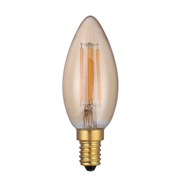 E14 LED DIMM VINT CNDL LAMP 4W 250LM 1800K GOLD