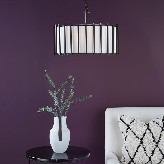 Cagliari 4 Light Armed Pendant Matt Black and Ivory