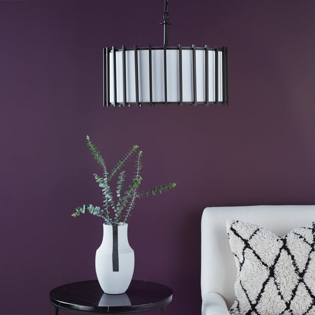 Cagliari 4 Light Armed Pendant Matt Black and Ivory