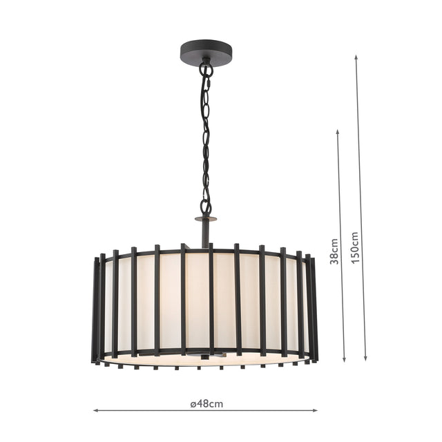 Cagliari 4 Light Armed Pendant Matt Black and Ivory