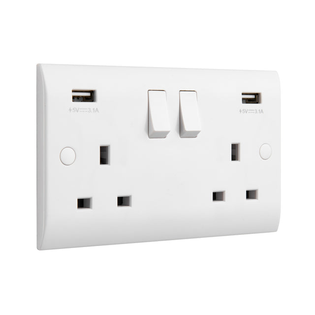 13A 2G DP Switched Socket with twin 5V USB