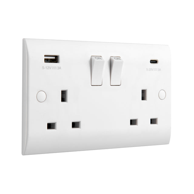13A 2G DP Switched Socket with 45W USB A+C