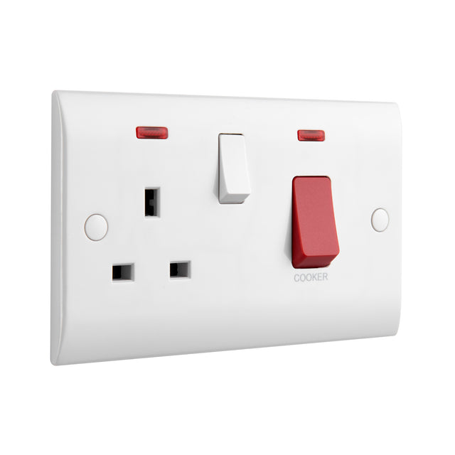 45A DP Cooker Switch with 13A Socket with Neon