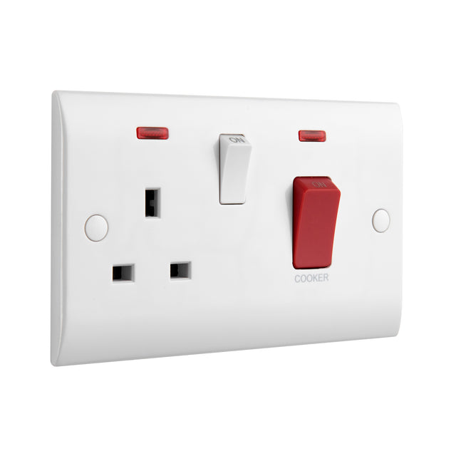 45A DP Cooker Switch with 13A Socket with Neon