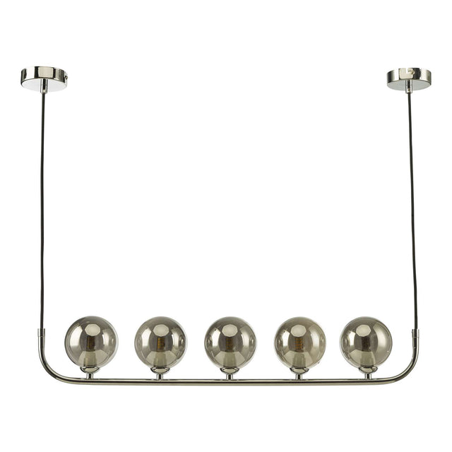 Cradle 5 Light Bar Pendant Polished Chrome Smoked Glass
