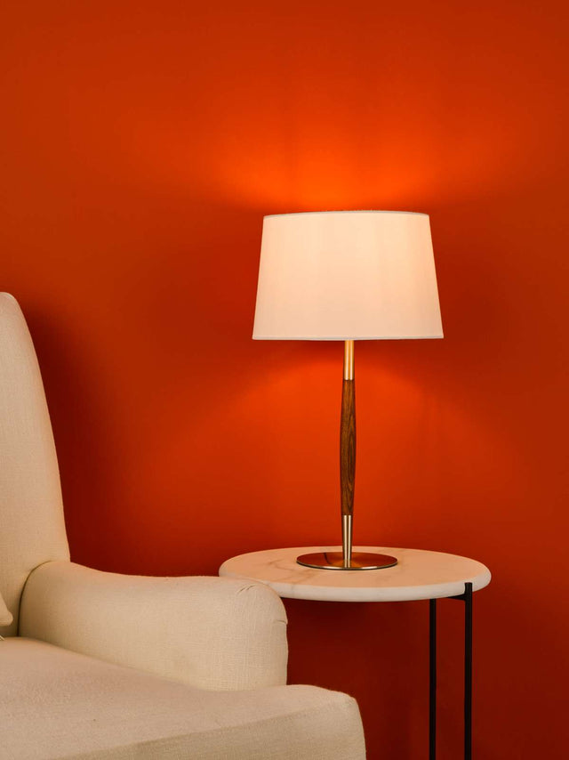 Detroit Table Lamp Satin Nickel Walnut Detail Base Only
