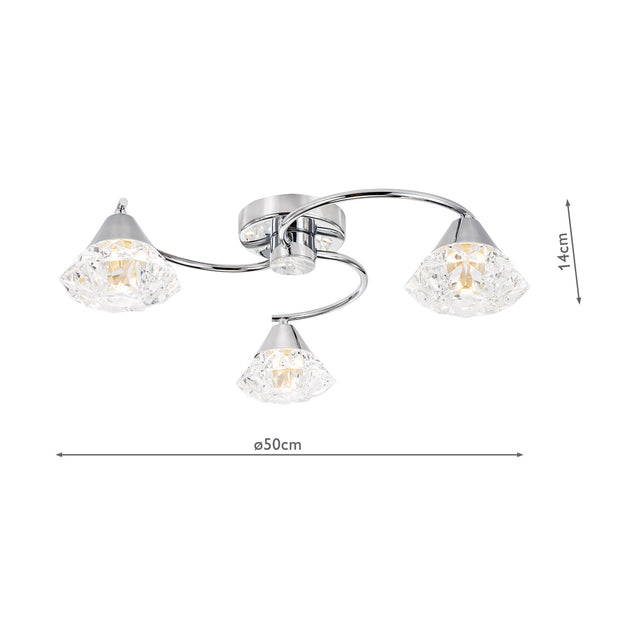 Dilys 3 Light Semi-Flush Polished Chrome