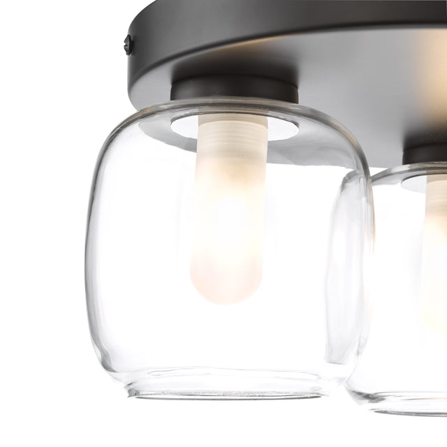 Edaline 3 Light Semi-Flush Matt Black and Glass IP44