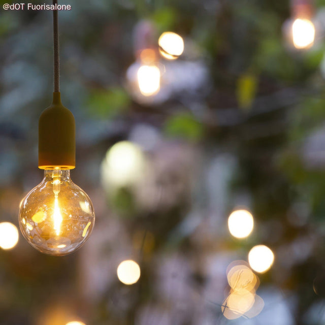 Outdoor pendant lamp with 5m textile cable with IP65 lampholder - Yellow (H723Y)