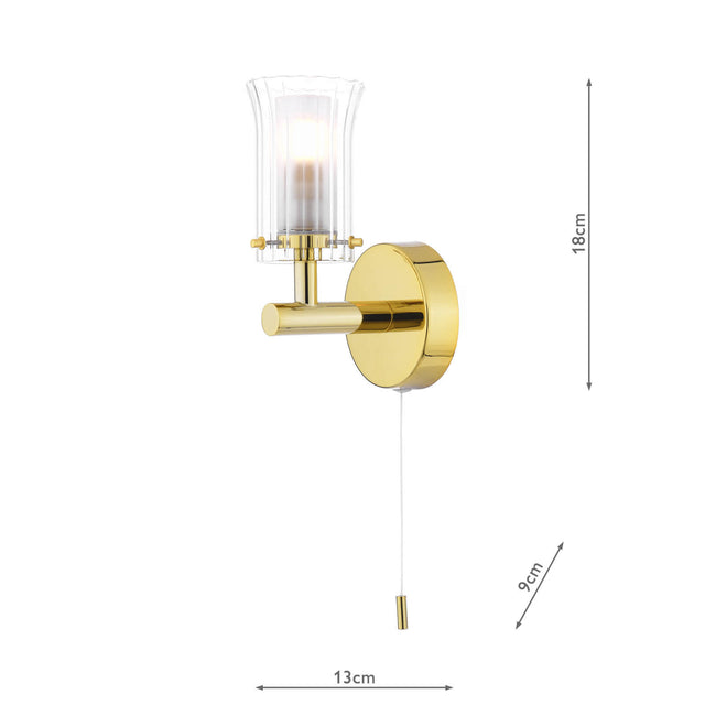 Elba Bathroom Wall Light Polished Gold and Glass IP44