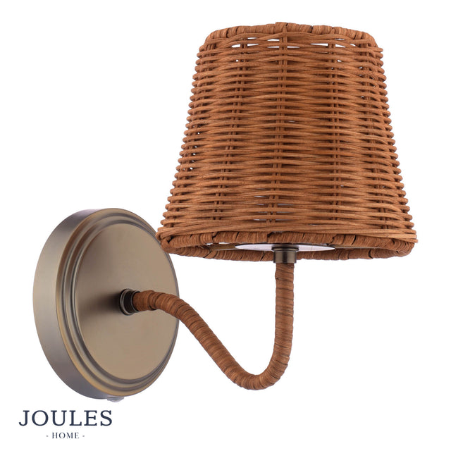 Joules Elcot Rechargeable Wall Light Dark Rattan