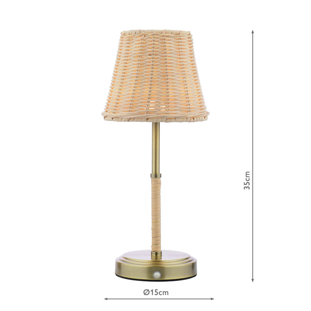 Joules Elcot Rechargeable Table Light Natural Rattan