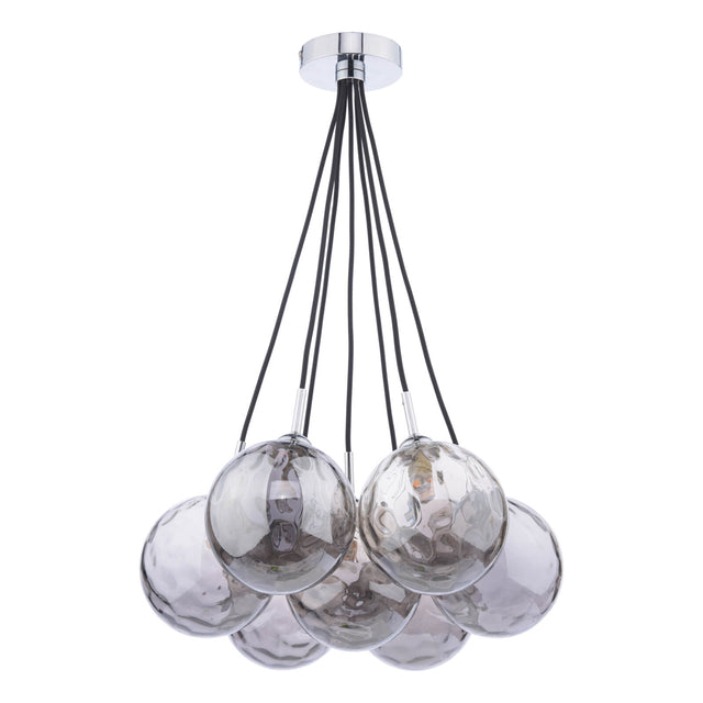 Elpis 7 Light Cluster Pendant Polished Chrome Smoked Glass