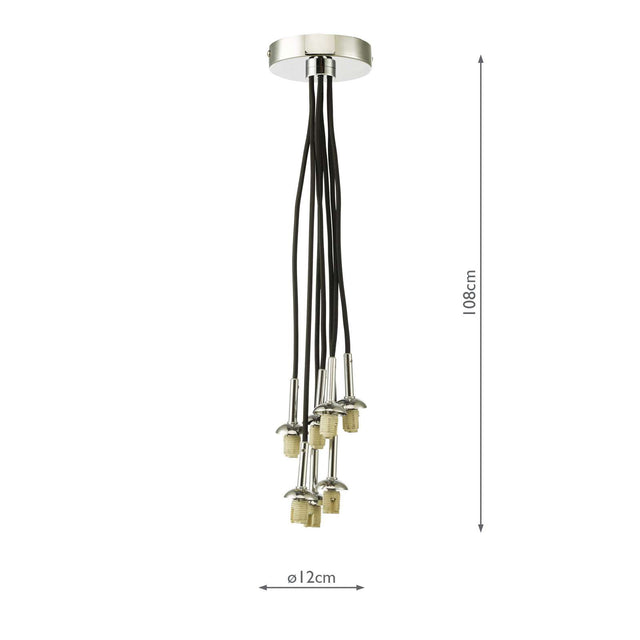 Elpis 7 Light Cluster Pendant Polished Chrome Frame Only