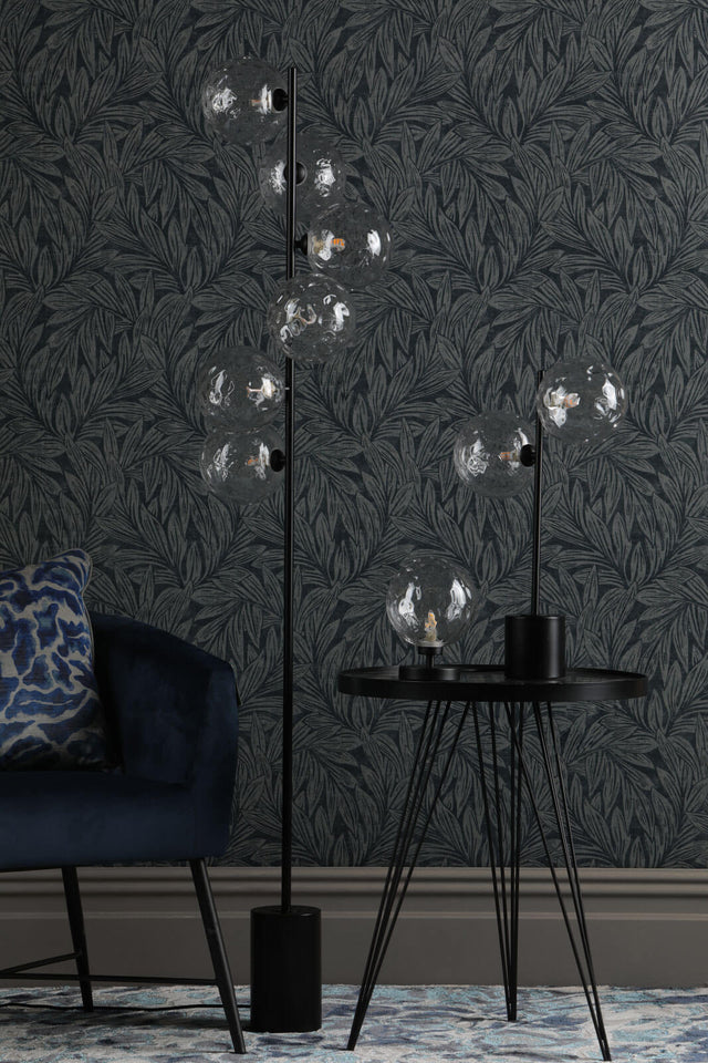 Esben Table Lamp Matt Black Clear Dimpled Glass