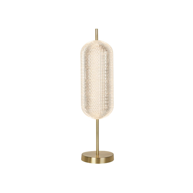 Capsule LED Table Lamp, Satin Brass Metal and Acrylic Shade