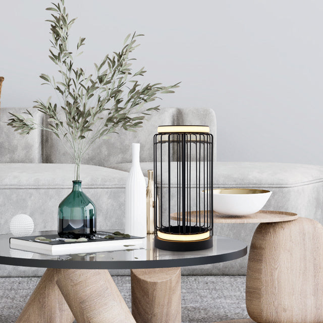 Circolo Cage Table Lamp - Black Metal & White Silicon