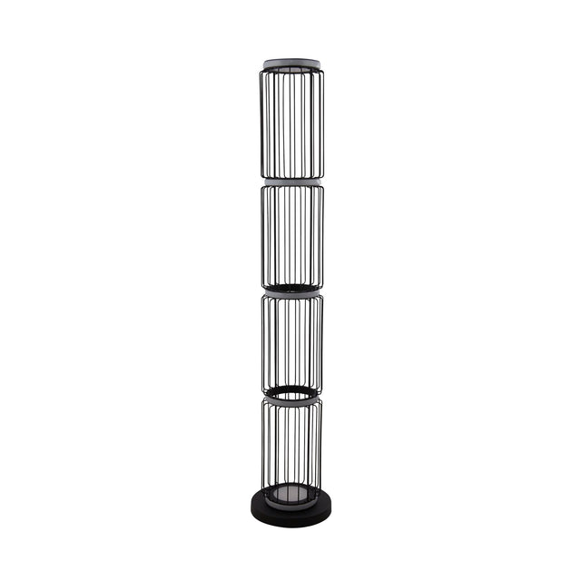 Circolo Cage Floor Lamp - Black Metal & White Silicon