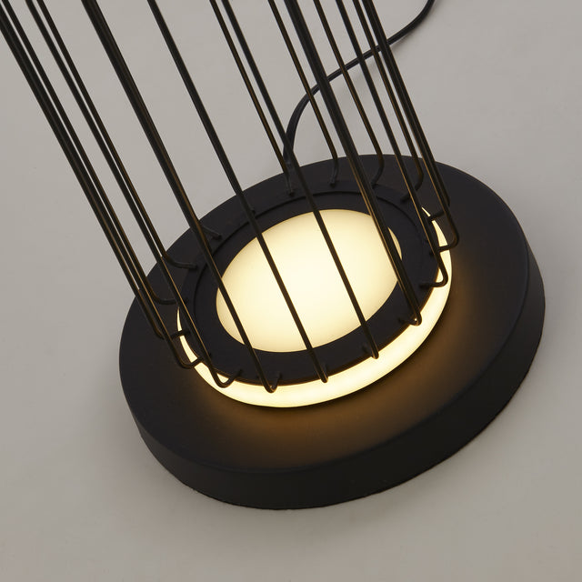 Circolo Cage Floor Lamp - Black Metal & White Silicon