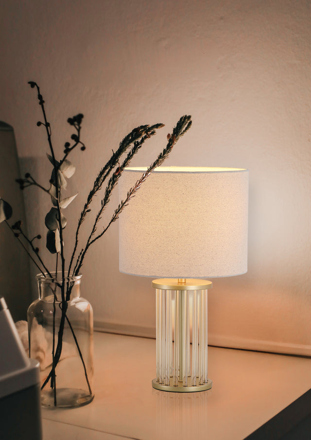 Swizzle 1Lt Table Lamp, Gold Metal and White Shade