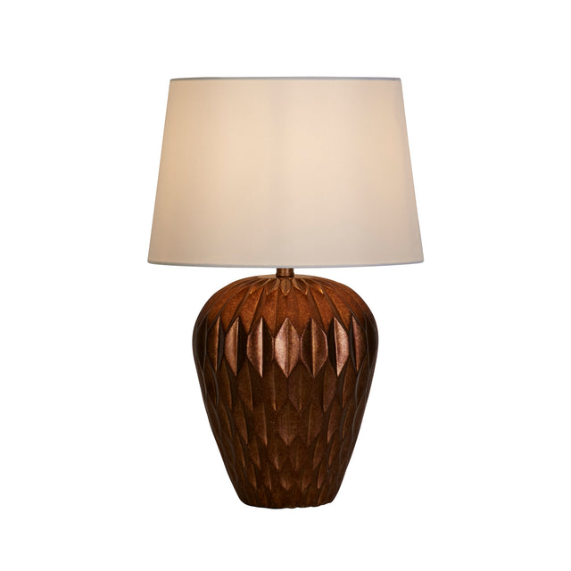 Rosetta 1Lt Table Lamp, Bronze Resin and White Linen Shade