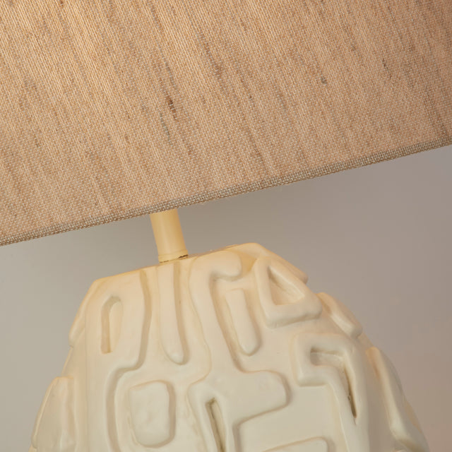Adelaide 1Lt Table Lamp, Cream Resin with Oatmeal Linen Shad