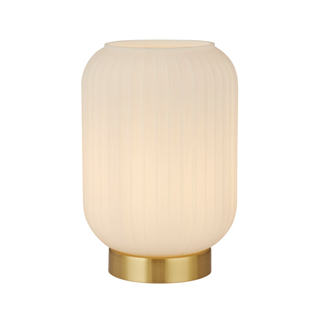 Pearl Table Lamp - White Frosted Glass & Satin Brass Metal