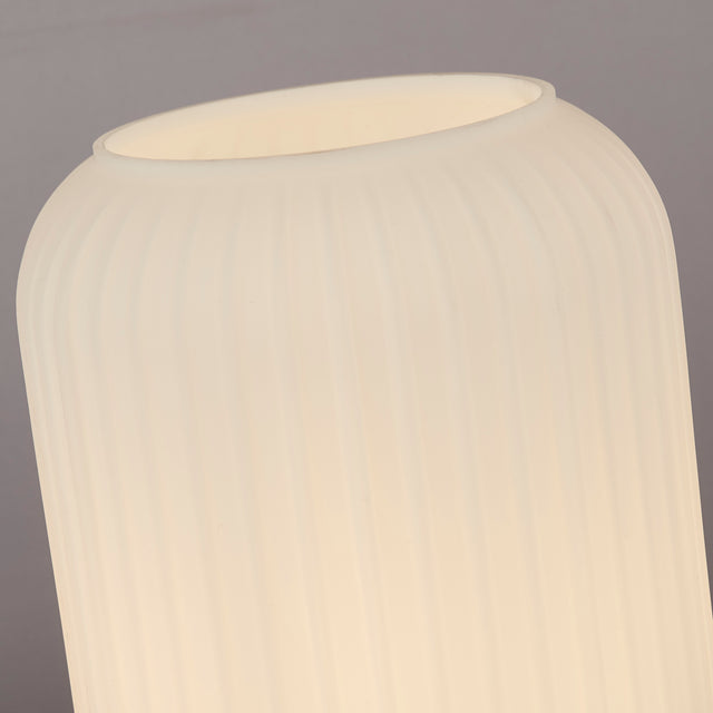 Pearl Table Lamp - White Frosted Glass & Satin Brass Metal