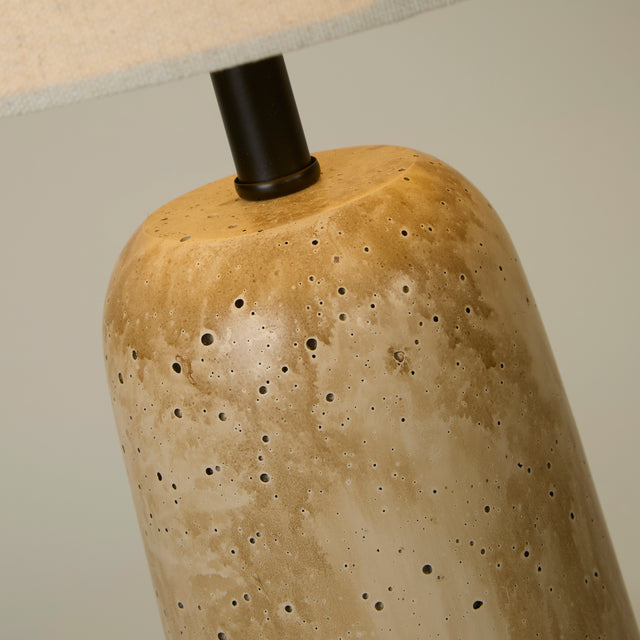 Agra Table Lamp - Travertine effect & Fabric Shade