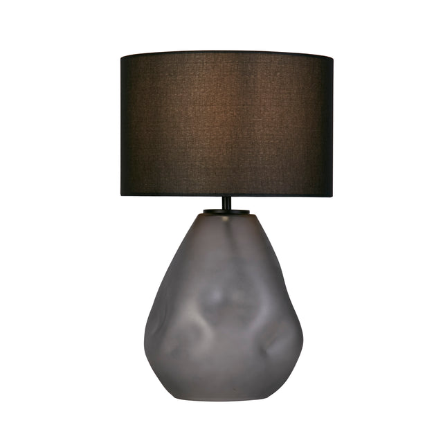 Devon 1Lt Table Lamp, Black Punched Glass with Black Linen