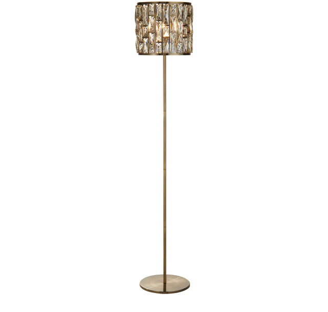 Bijou Floor Lamp - Antique Brass Metal & Champagne Glass