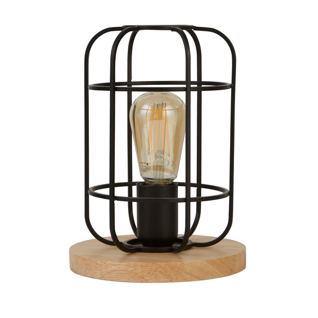 Vision Table Lamp - Matt Black Metal & Wood