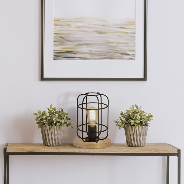 Vision Table Lamp - Matt Black Metal & Wood