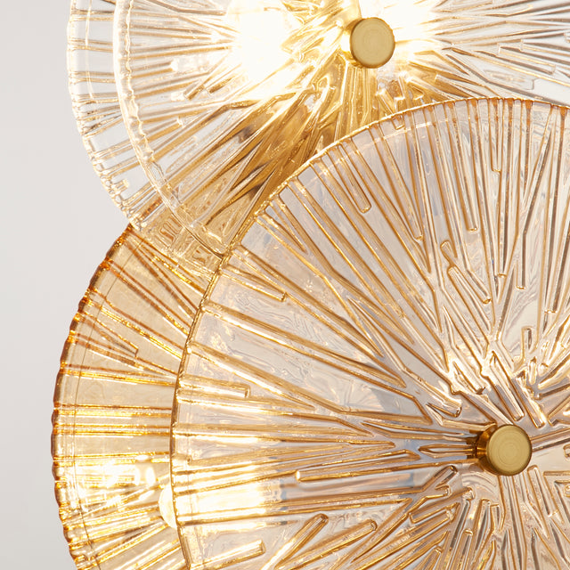Wagon Wheel 6Lt Table Lamp- Bronze Metal, Clear, Amber Glass