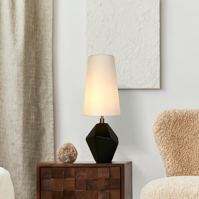 Apex 1Lt Table Lamp, Antique Brass Metal Black Resin, White