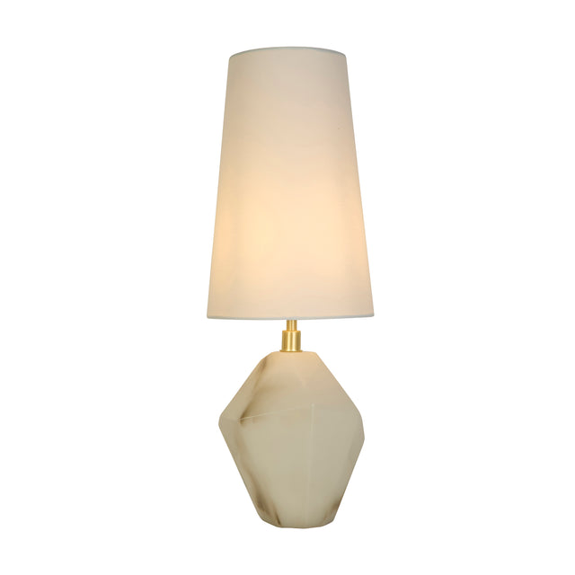 Apex 1Lt Table Lamp, Satin Brass Metal White Resin, White Sh