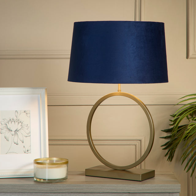 Elegant Table Lamp - Bronze Metal With Navy Shade
