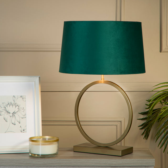 Elegant Table Lamp - Bronze Metal With Emerald Shade