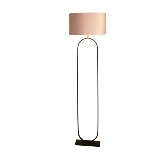 Modish Floor Lamp - Black Metal with Pink Shade
