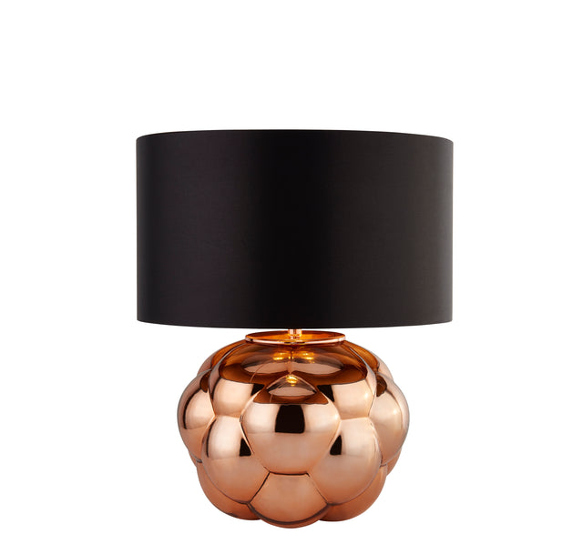 Fizz Table Lamp - Copper Glass & Black Faux Silk Shade