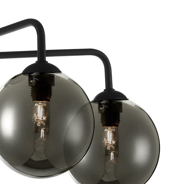Feya 5 Light Semi Flush Matt Black Smoked Glass