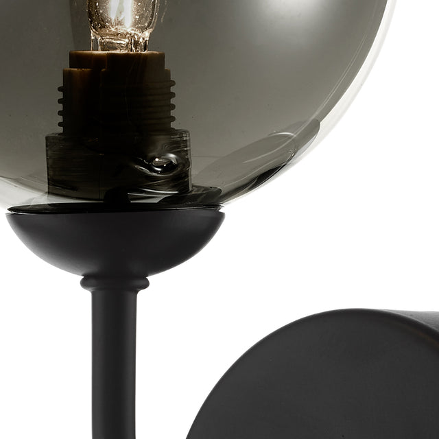 Feya Wall Light Matt Black Smoked Glass