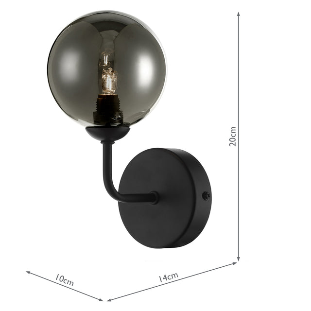Feya Wall Light Matt Black Smoked Glass