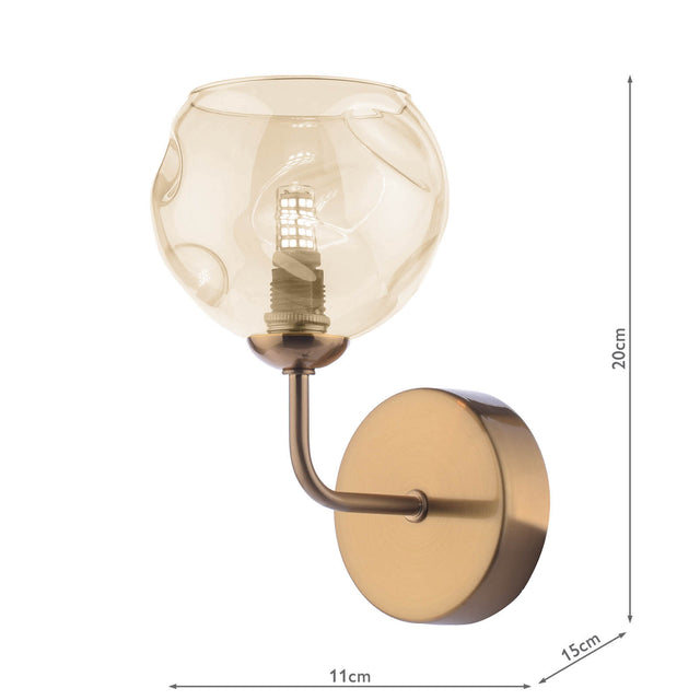 Feya Wall Light Antique Bronze & Champagne Dimpled Glass