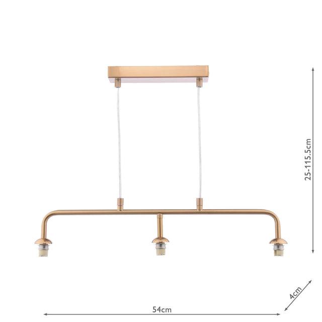 Feya 3 Light Bar Pendant Antique Bronze Fitting Only