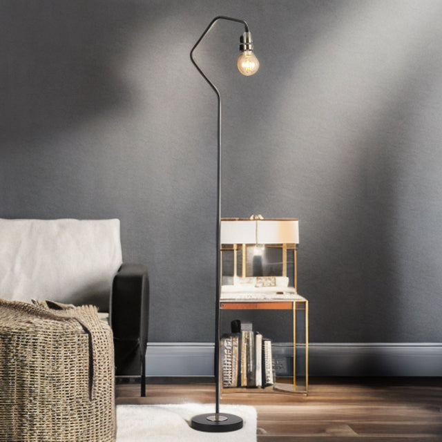 Black C/W Ant. Brass Venus Floor Lamp (Bulb Not Incl.)