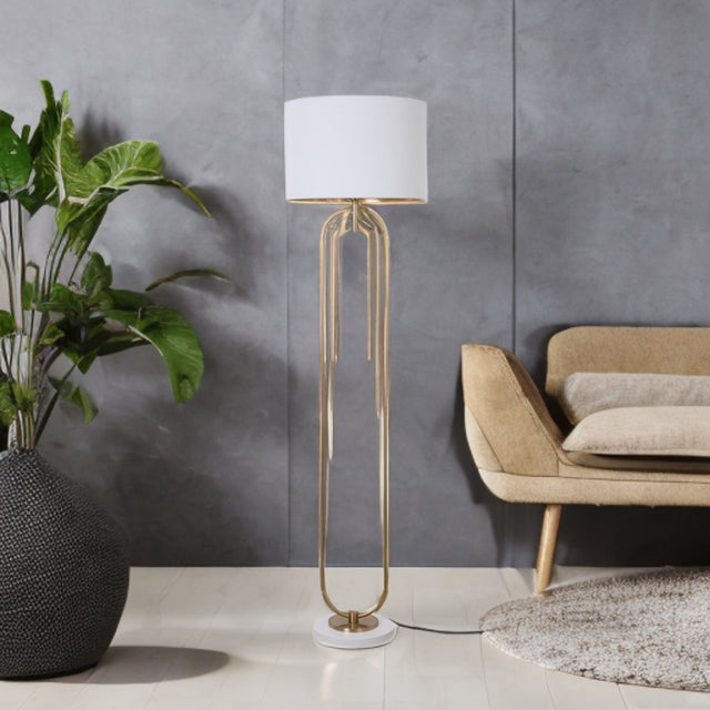 Roberta Matt Brass &Amp; White Floor Lamp