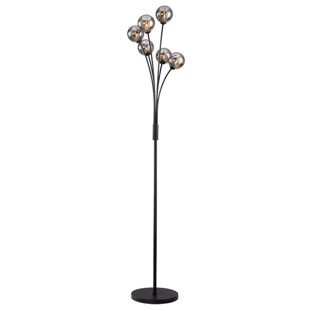 Matt Black Finish c/w Smoke Glass Shades FLOOR LAMP
